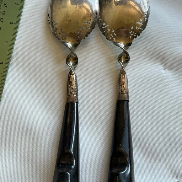 Vintage Collectible Silver Plated Large Salad Serving Spoon and Fork. - Picture 6 of 8